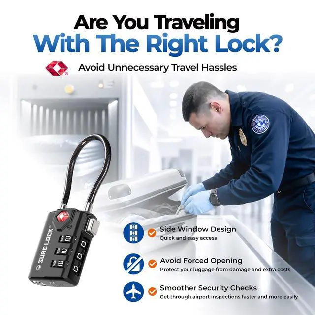 Alt view image 3 of 7 - TSA Approved Luggage Locks with Open Alert Indicator, 3 Digit Combination Cable Travel Lock for Suitcase, Backpack & Travel Bag, 2 Pack Black