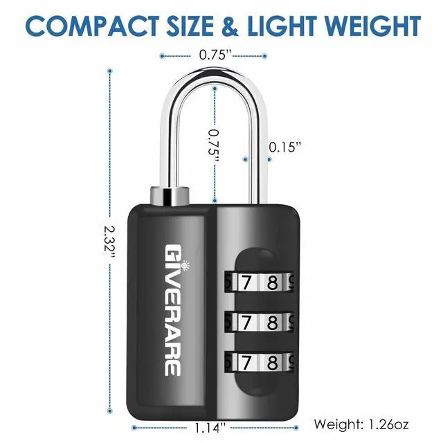 Alt view image 2 of 7 - 4 Pack Combination Lock, 3-Digit Padlock Keyless, Resettable Luggage Locks for Backpack, Gym & School & Employee Locker, Weatherproof Travel Lock for Fence, Backyard Gate, Hasp, Case-Black