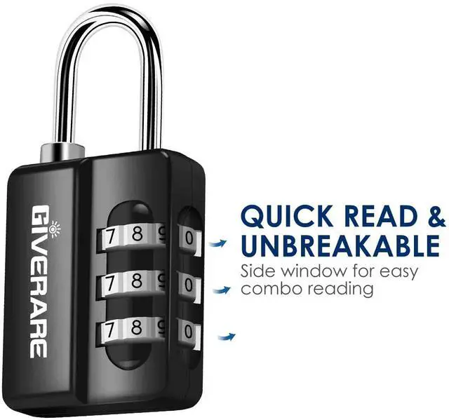 Alt view image 7 of 7 - 4 Pack Combination Lock, 3-Digit Padlock Keyless, Resettable Luggage Locks for Backpack, Gym & School & Employee Locker, Weatherproof Travel Lock for Fence, Backyard Gate, Hasp, Case-Black