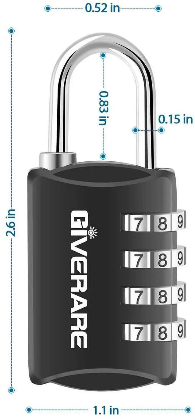 Alt view image 6 of 7 - 4 Pack Combination Lock, 4-Digit Padlock Keyless, Resettable Luggage Locks for Backpack, Gym & School & Employee Locker, Weatherproof Travel Lock for Fence, Backyard Gate, Hasp, Case-Black