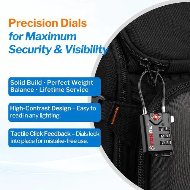Alt view image 4 of 7 - TSA Approved Cable Luggage Locks, Re-settable Combination with Alloy Body, Black 2 Locks.