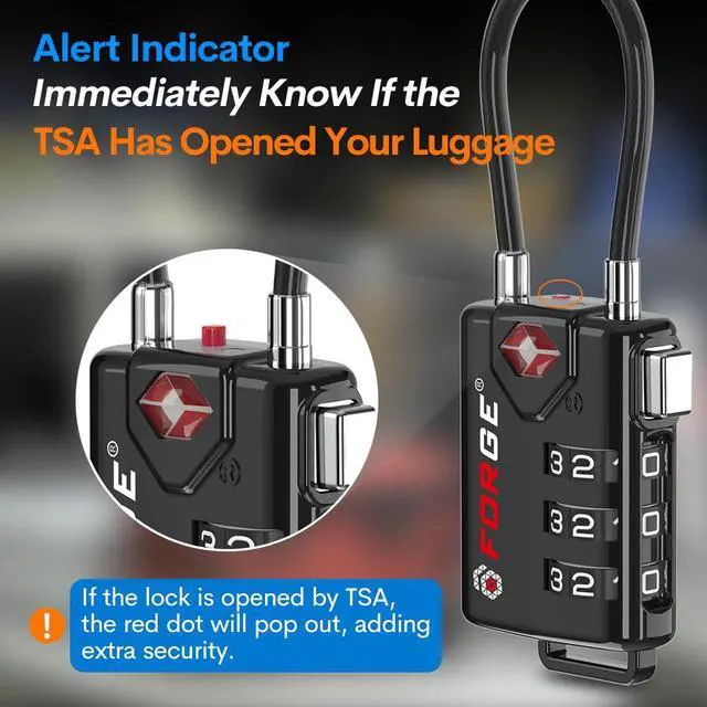 Alt view image 3 of 7 - TSA Approved Cable Luggage Locks, Re-settable Combination with Alloy Body, Black 2 Locks.