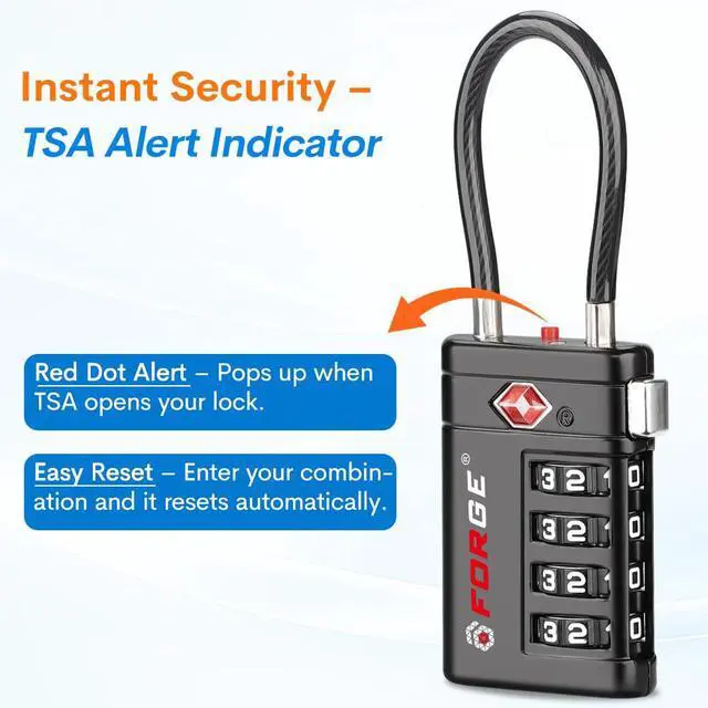 Alt view image 3 of 7 - Open Alert TSA Approved Luggage Locks, TSA Travel Locks, Zinc Alloy Body. Black 2 Locks.