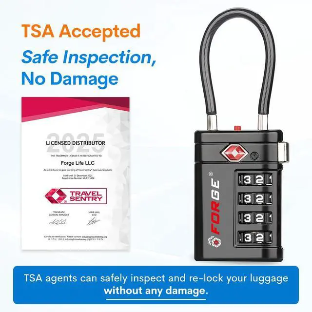 Alt view image 6 of 7 - Open Alert TSA Approved Luggage Locks, TSA Travel Locks, Zinc Alloy Body. Black 2 Locks.