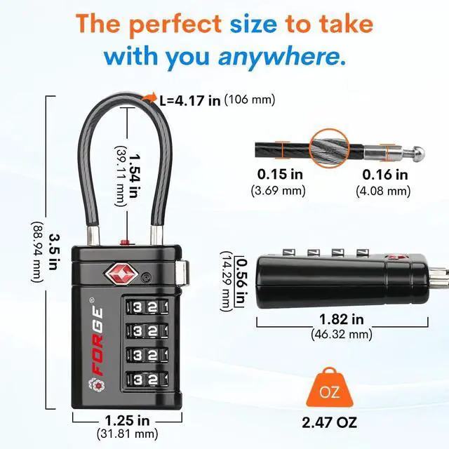 Alt view image 7 of 7 - Open Alert TSA Approved Luggage Locks, TSA Travel Locks, Zinc Alloy Body. Black 2 Locks.