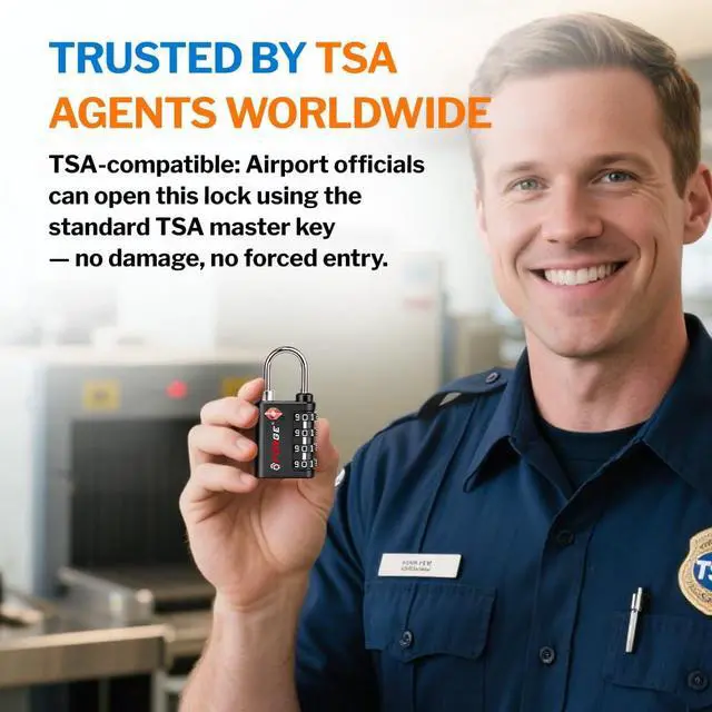 Alt view image 2 of 7 - Dual-Opening: Key or Combination Lock, TSA Approved Lock for Luggage, Pelican case, Travel, Gym, School,Luggage Combination Lock,Travel Bag Lock (Black 2 Pack)