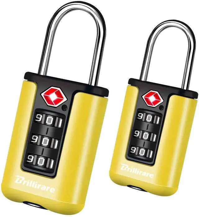 Main image of 2 Pack TSA Approved Luggage Locks, Combination Travel Padlock, 3-Digit Waterproof Lock, TSA Outdoor Keyless Resettable Lock for Lockers, Bags, Backpack, Gym, Gate-Yellow