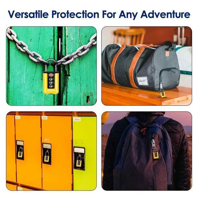 Alt view image 7 of 7 - 2 Pack TSA Approved Luggage Locks, Combination Travel Padlock, 3-Digit Waterproof Lock, TSA Outdoor Keyless Resettable Lock for Lockers, Bags, Backpack, Gym, Gate-Yellow