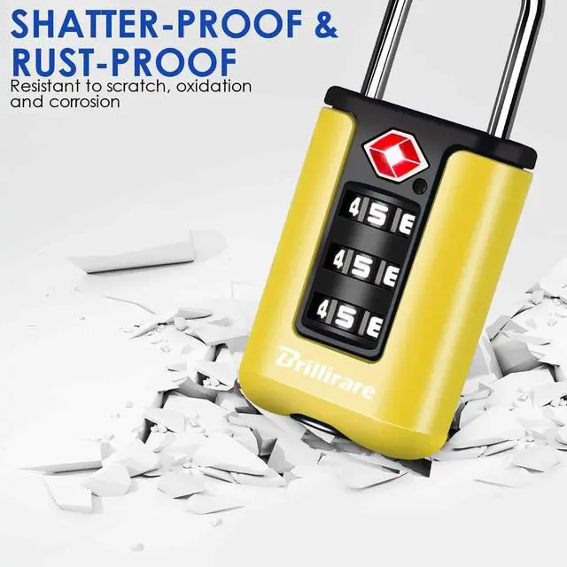 Alt view image 6 of 7 - 2 Pack TSA Approved Luggage Locks, Combination Travel Padlock, 3-Digit Waterproof Lock, TSA Outdoor Keyless Resettable Lock for Lockers, Bags, Backpack, Gym, Gate-Yellow