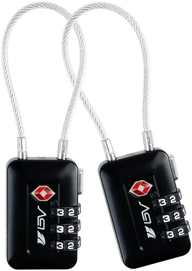 Main image of TSA Accepted Luggage Travel Lock, Set-Your-Own Combination Lock for School Gym Locker, Luggage Suitcase Baggage Locks, Filing Cabinets, Toolbox, Case (Black, 2 Pack)