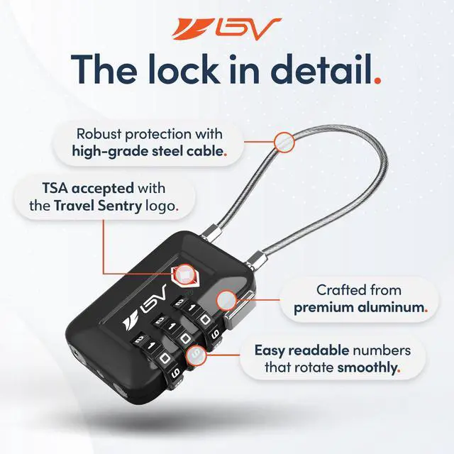 Alt view image 7 of 7 - TSA Accepted Luggage Travel Lock, Set-Your-Own Combination Lock for School Gym Locker, Luggage Suitcase Baggage Locks, Filing Cabinets, Toolbox, Case (Black, 2 Pack)