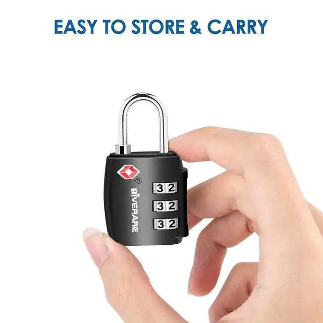 Alt view image 5 of 7 - 2 Pack TSA Approved Travel Luggage Locks, Combination Lock Alloy Body, Metal Keyless 3-Digit Padlocks, TSA Accepted Compatible Padlock for Gym Locker, Golf Bag Case, Backpack, Black