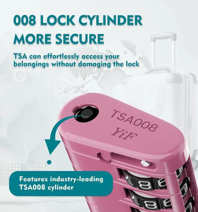 Alt view image 2 of 7 - TSA Approved Luggage Locks with Search Alert Indicator, 4-Digit Combination Suitcase Lock, Advanced TSA008 Core Heavy Duty Anti-Theft Travel Lock for Double Zippers, Backpacks