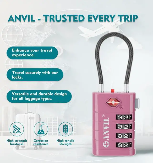 Alt view image 4 of 7 - TSA Approved Luggage Locks with Search Alert Indicator, 4-Digit Combination Suitcase Lock, Advanced TSA008 Core Heavy Duty Anti-Theft Travel Lock for Double Zippers, Backpacks
