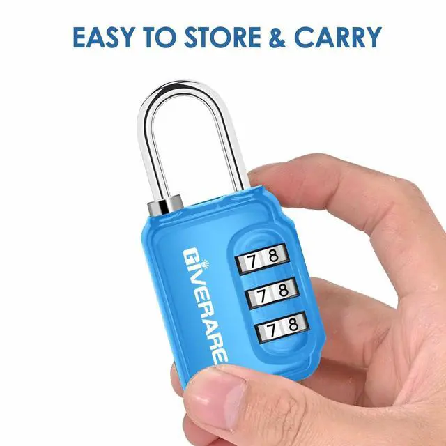 Alt view image 3 of 7 - 2 Pack Combination Lock, 3-Digit Padlock Keyless, Resettable Luggage Locks for Backpack, Gym & School&Employee Locker,Weatherproof Travel Lock for Fence, Backyard Gate, Hasp, Case-Blue+Red