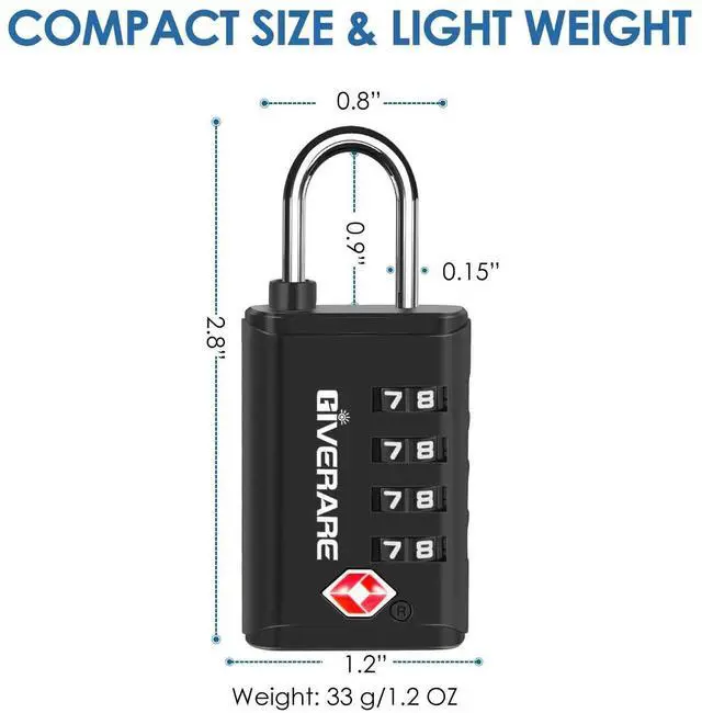 Alt view image 2 of 7 - 4 Pack TSA Approved Travel Luggage Locks 4-Digit, Open Alert Suitcase Combination Lock, Keyless Zipper Padlocks, TSA Accepted Compatible Padlock for Gym Locker, Golf Bag Case, Anti Theft-Black