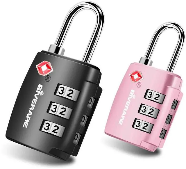 Main image of 2 Pack TSA Approved Travel Luggage Locks, Combination Lock Alloy Body, Keyless 3-Digit Padlocks, Travel Sentry Accepted Compatible Padlock for Gym Locker, Golf Bag Case, Backpack, Black
