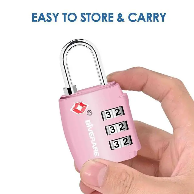 Alt view image 3 of 7 - 2 Pack TSA Approved Travel Luggage Locks, Combination Lock Alloy Body, Keyless 3-Digit Padlocks, Travel Sentry Accepted Compatible Padlock for Gym Locker, Golf Bag Case, Backpack, Black