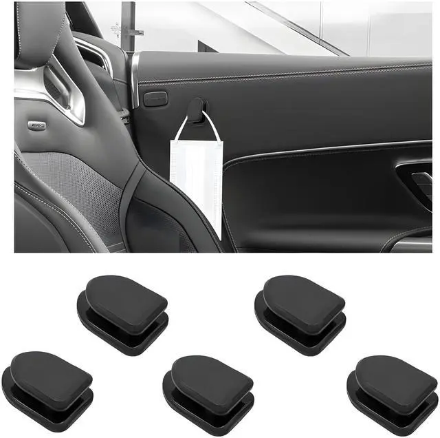Main image of 5 PCS Car Dashboard Mini Hooks, Multifunctional ABS Vehicle Adhesive Hooks, Car Storage Holder for Hanging Key, Mask, Earphone, Universal Interior Car Accessories (Black)