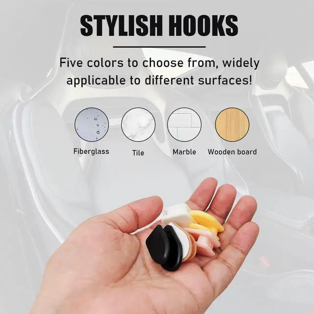 Alt view image 4 of 6 - 5 PCS Car Dashboard Mini Hooks, Multifunctional ABS Vehicle Adhesive Hooks, Car Storage Holder for Hanging Key, Mask, Earphone, Universal Interior Car Accessories (Black)