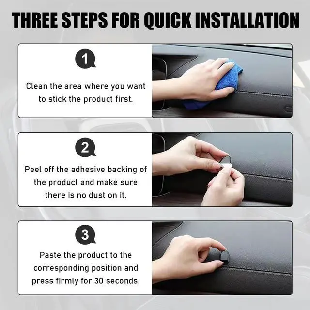 Alt view image 6 of 6 - 5 PCS Car Dashboard Mini Hooks, Multifunctional ABS Vehicle Adhesive Hooks, Car Storage Holder for Hanging Key, Mask, Earphone, Universal Interior Car Accessories (Black)