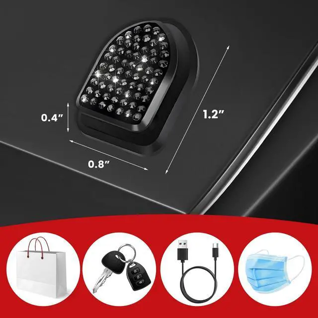 Alt view image 2 of 6 - 4 PCS Bling Car Mini Hooks, Crystal Rhinestones Auto Storage Hook Mini Adhesive Backseat Hanger, Multifunctional Dashboard Hook Vehicle Interior Organizer for Key Mask Cable (Black)