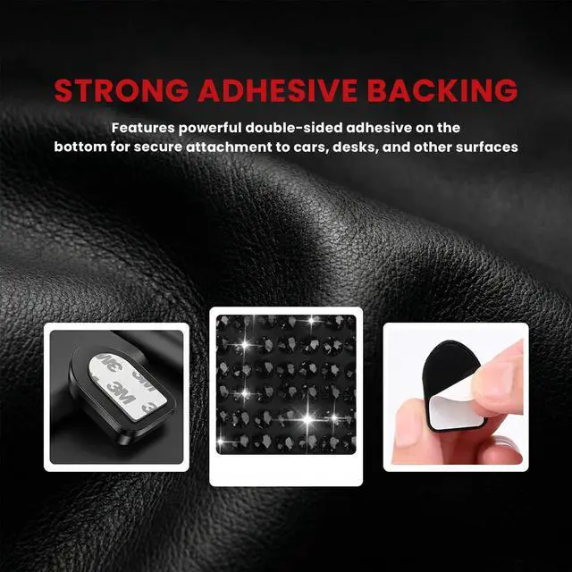 Alt view image 3 of 6 - 4 PCS Bling Car Mini Hooks, Crystal Rhinestones Auto Storage Hook Mini Adhesive Backseat Hanger, Multifunctional Dashboard Hook Vehicle Interior Organizer for Key Mask Cable (Black)