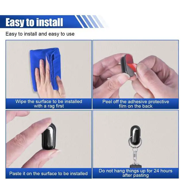 Alt view image 6 of 6 - 4PCS Black Car Mini Hooks - Multifunctional Self-Adhesive Backseat Hangers Car Storage Hook Stickers on Dashboard - Universal Wall Hanging Hooks for Keys Earphone Cable (Black)