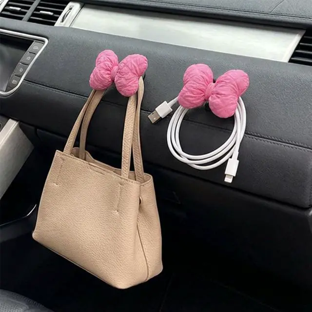 Main image of 2PCS Mini Car Hooks, Self-Adhesive Backseat Hangers (Pink) | Car Dashboard Storage Hook, Multifunctional Wall Hanging Hooks, Universal Hook Stickers for Key Charging Cable Earphone