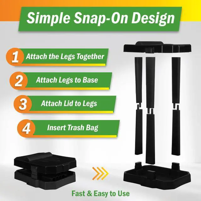 Alt view image 4 of 7 - Heavy Duty Black Trash Bag Portable Trash Bag Holder Stand with 7 Bags - Collapsible Trash Can Camping, RV, Kitchen, or Tailgate Party Garbage Bag Holder