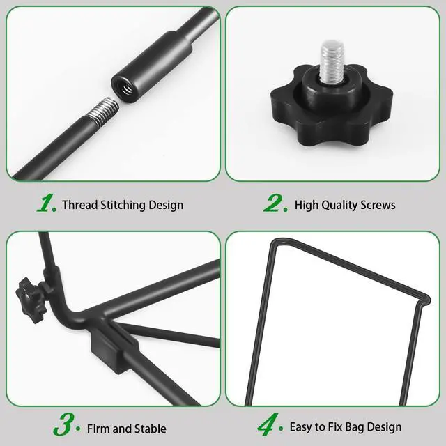 Alt view image 6 of 7 - Trash Bag Holder, Outdoor Metal Leaf Bag Holder Stand, Garbage Bag Frame Holder for 30-45 Gallon Bags for Leaves, Camping, Yard Weeding, Lawn Party
