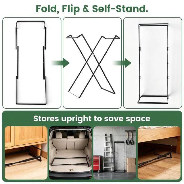 Alt view image 5 of 7 - Heavy Duty Leaf Bag Holder Stand for 30-50 Gallon Bags, Foldable Holder | 25" Extra-Wide Opening, Reinforced Metal, Fast Setup, Yard Cleanup, Camping, Reusable