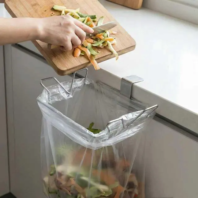 Alt view image 2 of 7 - Trash Bag Holder Table Side Garbage Bag Holder Hanging Trash Can for Kitchen Picnic Table Camping Apartment RVs