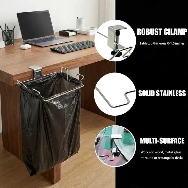 Alt view image 5 of 7 - Trash Bag Holder Table Side Garbage Bag Holder Hanging Trash Can for Kitchen Picnic Table Camping Apartment RVs