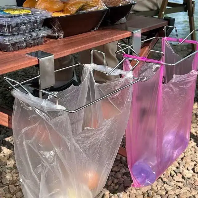 Alt view image 4 of 7 - Trash Bag Holder Table Side Garbage Bag Holder Hanging Trash Can for Kitchen Picnic Table Camping Apartment RVs