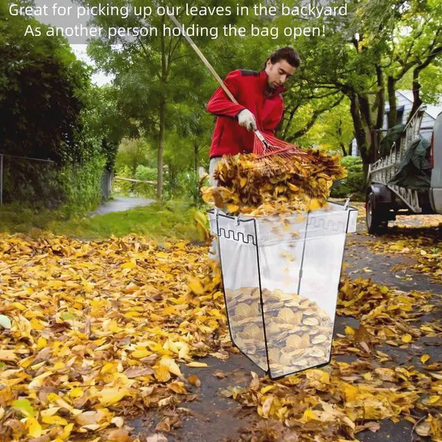 Alt view image 3 of 7 - Garden Trash Bag Holder - Outdoor Leaf Bag Support Stand Multi-Use Metal Garbage Bag Holder Frame Holds 30-45 Gallons Bag for Leaves, Camping, Yard Weeding, Lawn Party