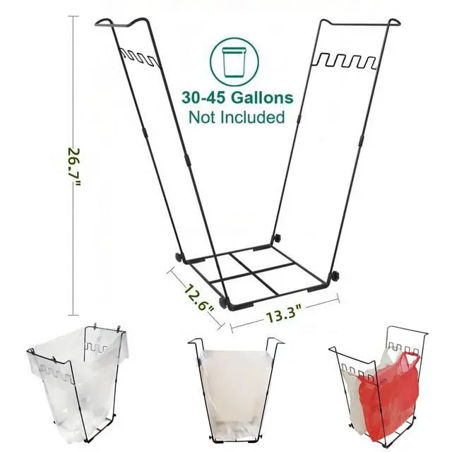 Alt view image 4 of 7 - Garden Trash Bag Holder - Outdoor Leaf Bag Support Stand Multi-Use Metal Garbage Bag Holder Frame Holds 30-45 Gallons Bag for Leaves, Camping, Yard Weeding, Lawn Party