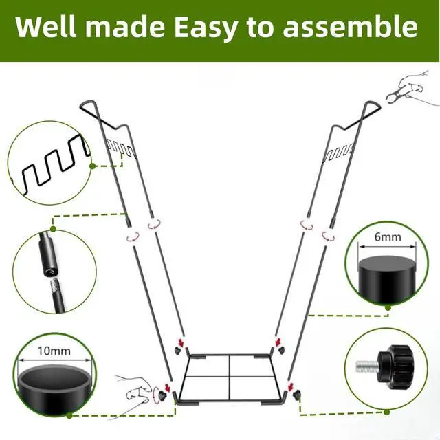 Alt view image 5 of 7 - Garden Trash Bag Holder - Outdoor Leaf Bag Support Stand Multi-Use Metal Garbage Bag Holder Frame Holds 30-45 Gallons Bag for Leaves, Camping, Yard Weeding, Lawn Party
