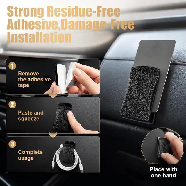 Alt view image 5 of 6 - Car Mini Hooks, Multifunctional Automotive Storage Holder, Self-Adhesive Car Backseat Hanger, Universal Vehicle Interior Organizer Hook for Key, Charging Cable, Earphone, Mask, Bag(2PCS)