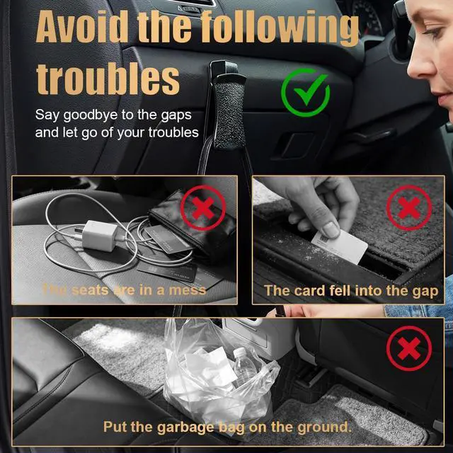 Alt view image 4 of 6 - Car Mini Hooks, Multifunctional Automotive Storage Holder, Self-Adhesive Car Backseat Hanger, Universal Vehicle Interior Organizer Hook for Key, Charging Cable, Earphone, Mask, Bag(2PCS)