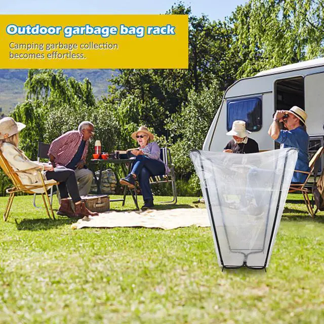 Alt view image 3 of 6 - Garden Trash Bag Holder, Heavy Duty Metal Outdoor Leaf Bag Holder Stand Holds 30-45 Gallon Garbage Bags, Multi-Use Bag Holder Frame for Leaves Camping Yard Weeding Lawn Party (1)