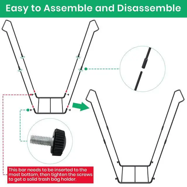 Alt view image 3 of 6 - Leaf Bag Holder Collapsible Trash Bag Holders Stand for Outdoor Metal Waste Bags Frame for Garage Yard Lawn Camping Parties