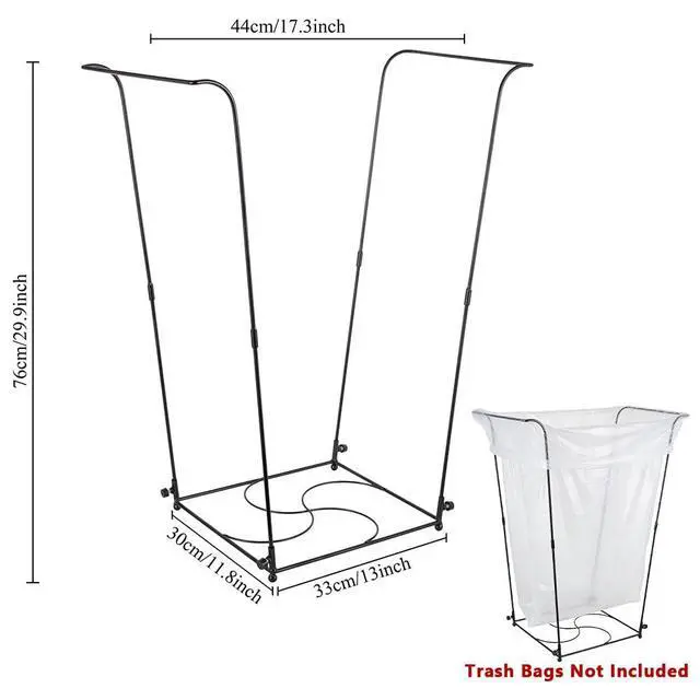 Alt view image 3 of 7 - Trash Bag Holder, Garbage Bag Holder, Metal Leaf Bag Holder Stand | Portable Trash Bag Holder for 30-45 Gallon for Lawn, Yard, Camping, Outdoor, S-Shape Base