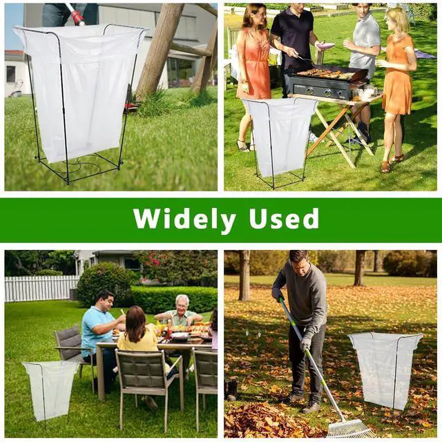 Alt view image 5 of 7 - Trash Bag Holder, Garbage Bag Holder, Metal Leaf Bag Holder Stand | Portable Trash Bag Holder for 30-45 Gallon for Lawn, Yard, Camping, Outdoor, S-Shape Base