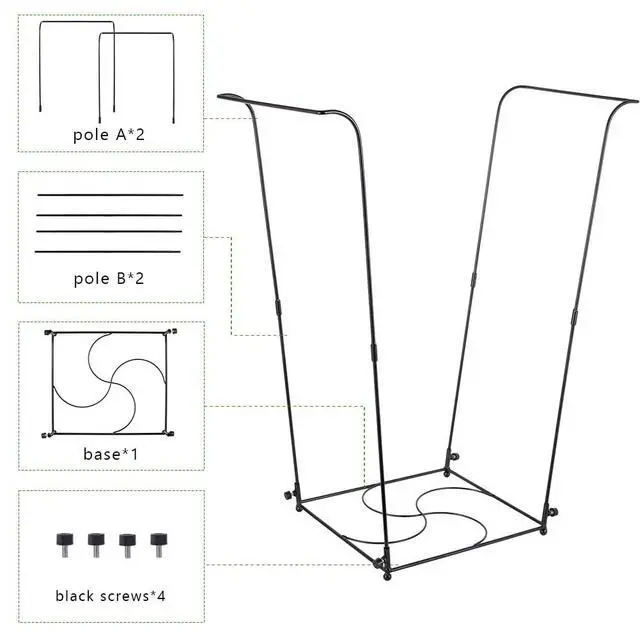 Alt view image 4 of 7 - Trash Bag Holder, Garbage Bag Holder, Metal Leaf Bag Holder Stand | Portable Trash Bag Holder for 30-45 Gallon for Lawn, Yard, Camping, Outdoor, S-Shape Base