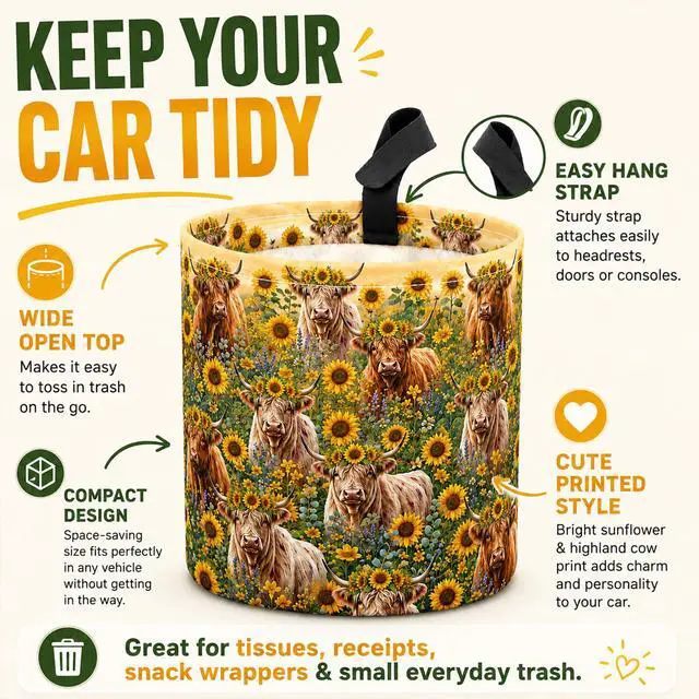 Alt view image 2 of 7 - Celestial Moon Car Trash Can Waterproof Hanging Garbage Bag for Back Seat | Collapsible Organizer Waste Basket Holder for Car SUV Truck RV Camping, Gifts for Women Drivers and Moon Lovers