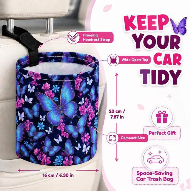 Alt view image 4 of 7 - Celestial Moon Car Trash Can Waterproof Hanging Garbage Bag for Back Seat | Collapsible Organizer Waste Basket Holder for Car SUV Truck RV Camping, Gifts for Women Drivers and Moon Lovers