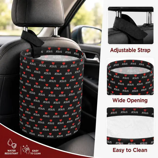 Alt view image 6 of 7 - Celestial Moon Car Trash Can Waterproof Hanging Garbage Bag for Back Seat | Collapsible Organizer Waste Basket Holder for Car SUV Truck RV Camping, Gifts for Women Drivers and Moon Lovers