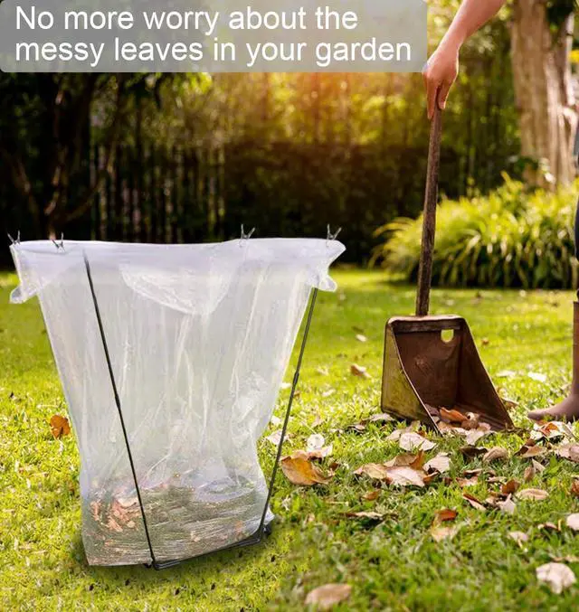 Alt view image 2 of 7 - Garden Trash Bag Holder - Outdoor Leaf Bag Support Stand Multi-Use Metal Garbage Bag Holder Frame Holds 30-45 Gallons Bag for Camping Leaves Gardening Parties Yard Weeding (Black)