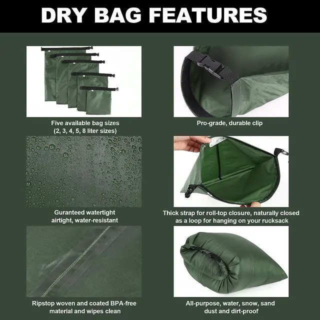 Alt view image 3 of 7 - Dry Bags Waterproof Set, 5 Packs Ultralight Waterproof Bags Small Stuff Sack Water Proof Bag Dry Packs, Outdoor Dry Bag Keep Gear Dry for Backpacking Hiking Boating Camping Travel